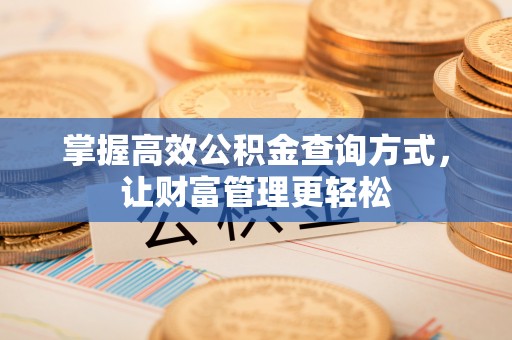 门源掌握高效公积金查询方式，让财富管理更轻松